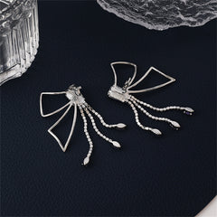 Crystal & Cubic Zirconia Tassel Abstract Butterfly Drop Earrings
