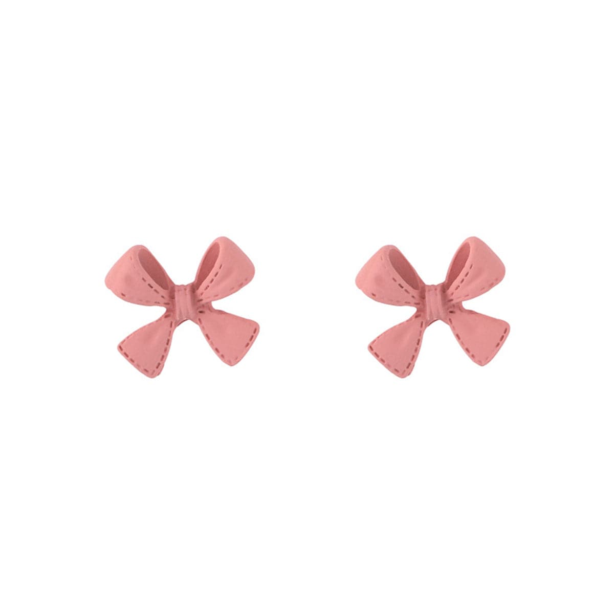 Pink Enamel & Silver-Plated Bow Stud Earrings