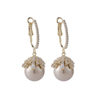 Champagne Pearl & 18k Gold-Plated Huggie Earrings
