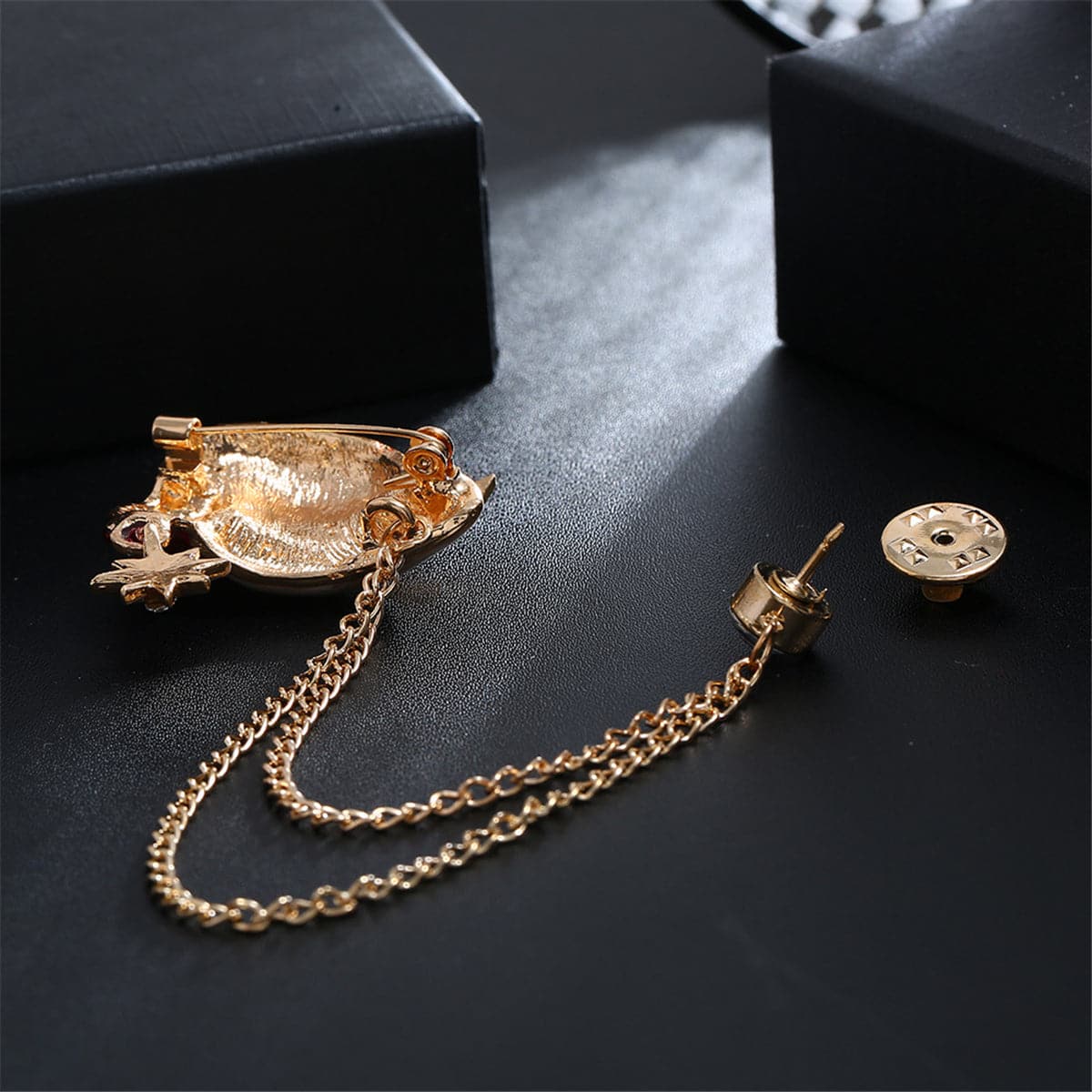 Cubic Zirconia and Santa Hat Layered Chain Brooch, brooch pin, elegant gift for her, lifestyle look