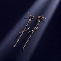 cubic zirconia & 18K Gold-Plated Twisted Tassel Drop Earrings - streetregion