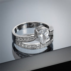 Cubic Zirconia & Crystal Silver-Plated Pear-Cut Drop-Band Ring