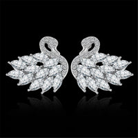 Crystal & cubic zirconia Swan Stud Earrings - streetregion