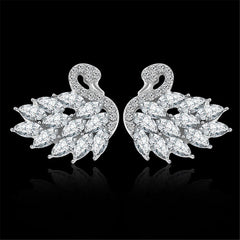 Crystal & cubic zirconia Swan Stud Earrings - streetregion