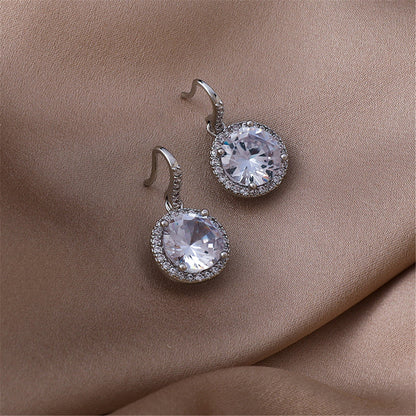 SK Clear Crystal and Cubic Zirconia Hola Drop Earrings, drop earrings for women, elegant gift for her, detail close-up