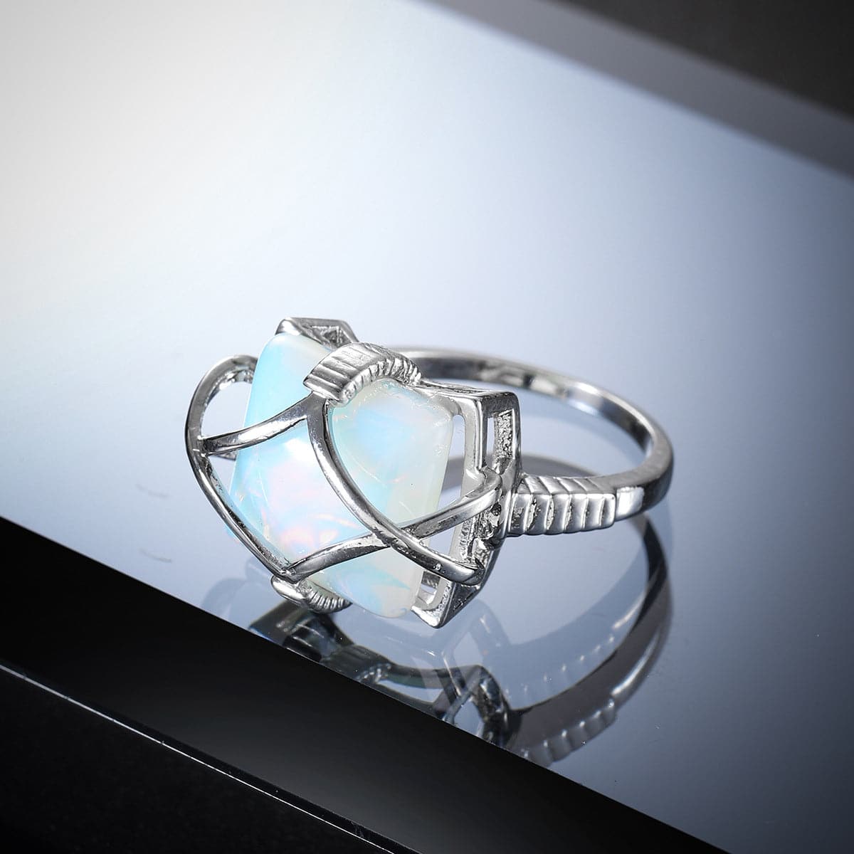 Quartz and Silver-Plated Wire-Wrapped Ring, silver statement rings for women, botanical inspired, lifestyle look
