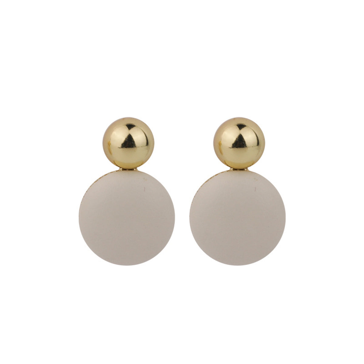 Ivory Man-Made Leather & 18K Gold-Plated Round Drop Earrings