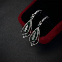 Green Crystal & Cubic Zirconia Open Drop Earrings