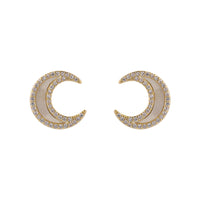 Acrylic & Cubic Zirconia 18k Gold-Plated Moon Stud Earrings
