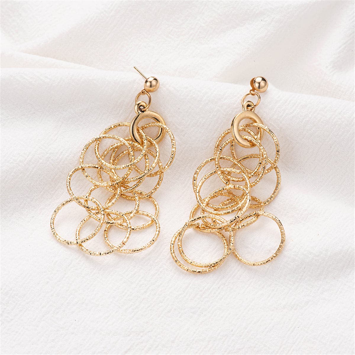 18K Gold-Plated Ring Chain Drop Earrings