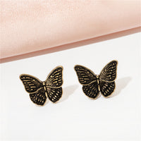 18k Gold-Plated Oxidized Butterfly Stud Earring
