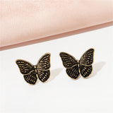 18k Gold-Plated Oxidized Butterfly Stud Earring