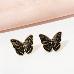 18K Gold-Plated Oxidized Butterfly Stud Earring