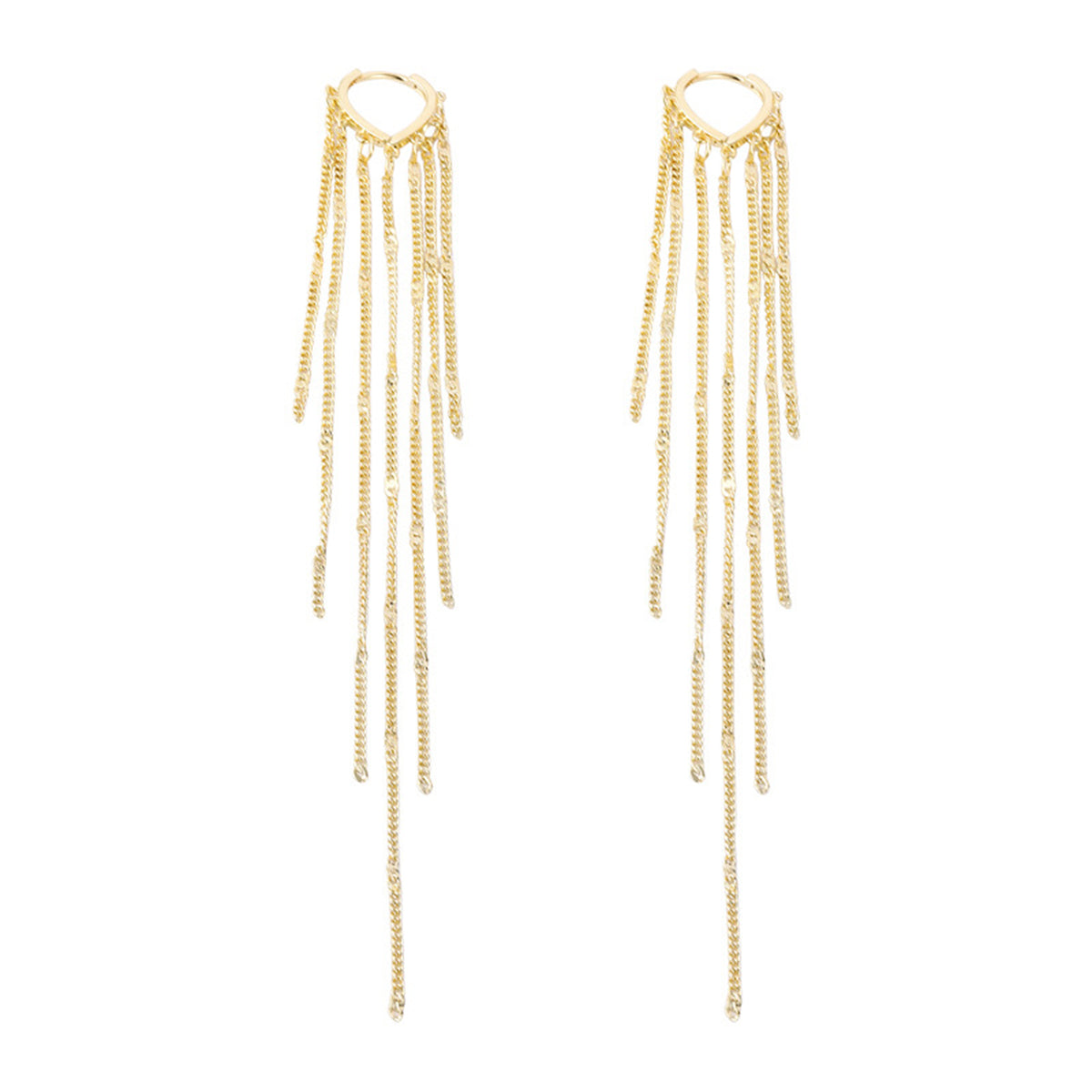 18K Gold-Plated Heart Tassel Huggie Earrings