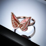 Cubic Zirconia & Rose Goldtone Butterfly Ring