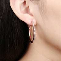 Cubic Zirconia & 18k Rose Gold-Plated Hoop Earrings - streetregion