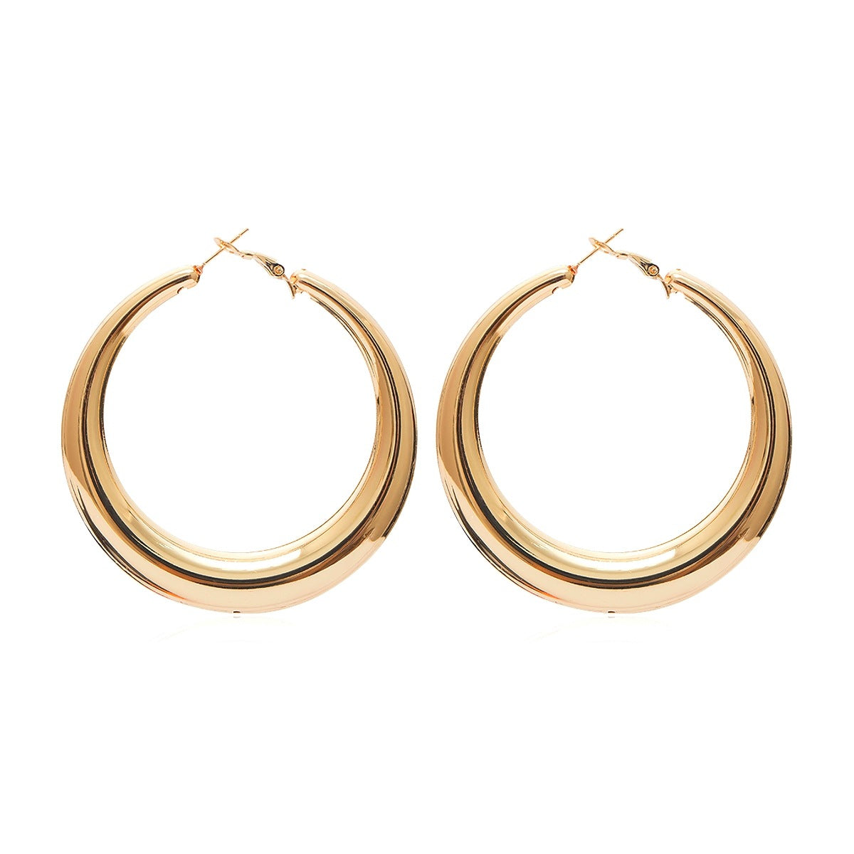 18K Gold-Plated Smooth Hoop Earrings, botanical inspired, side view