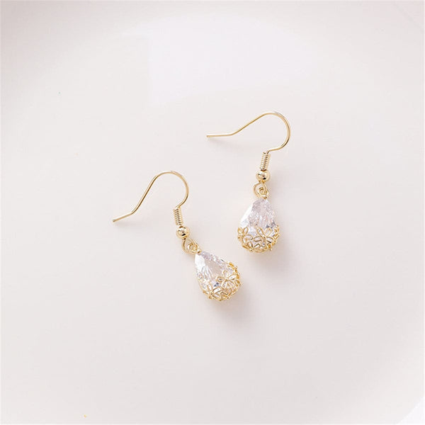 18k Gold-Plated & Crystal Floral Drop Earrings