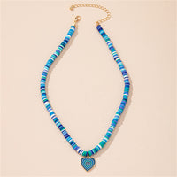 Blue Polymer Clay & 18k Gold-Plated Heart Pendant Necklace