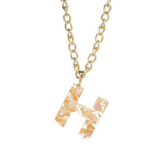 Pink & 18K Gold-Plated Floral Alphabet H Pendant Necklace