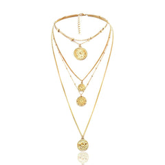 18K gold-plated coin pendant layered necklace, showcasing a chic design that elevates your style effortlessly.