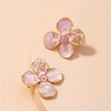 Pink Enamel & 18k Gold-Plated Bee Flower Stud Earrings