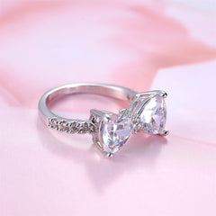 Crystal & Cubic Zirconia Silver-Plated Bow Ring