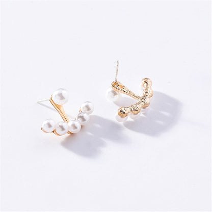 Pearl and 18K Gold-Plated Anchor Ear Jackets, gold stud earrings for women, elegant gift for her, styled look