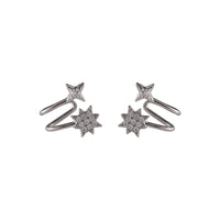 Cubic Zirconia & Silver-Plated Star Swirl Stud Earring