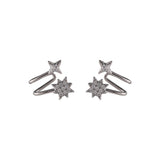 Cubic Zirconia & Silver-Plated Star Swirl Stud Earring