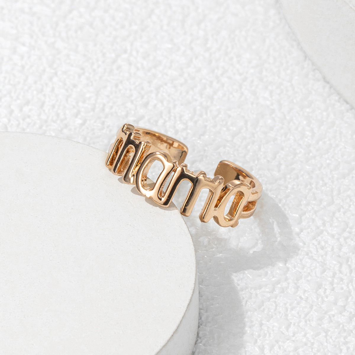 18K Gold-Plated 'Mama' Open Ring