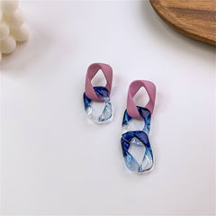 Pink & Blue Mismatch Chain Drop Earrings