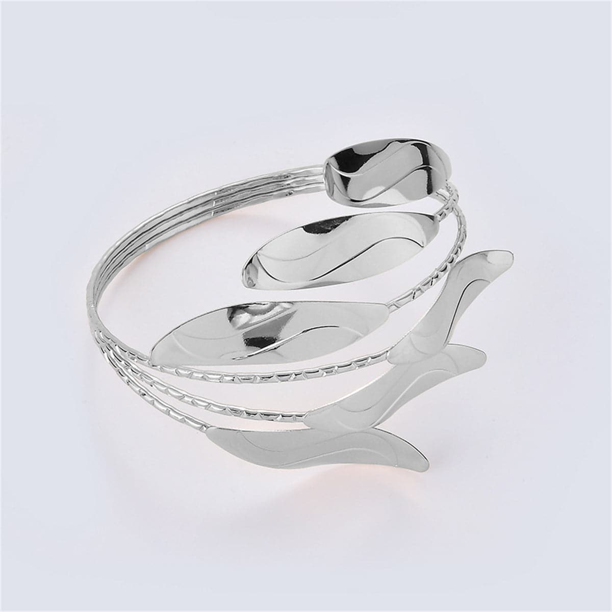 Silver-Plated Branched Arm Cuff, botanical inspired, side view