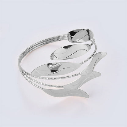Silver-Plated Branched Arm Cuff, botanical inspired, side view