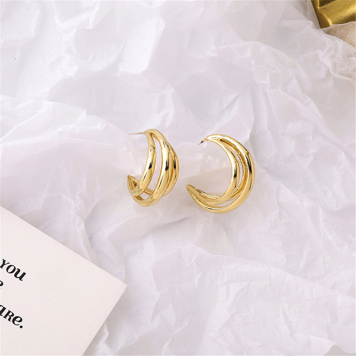 18K Gold-Plated Semi-Circle Huggie Earrings