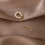 Pearl & Cubic Zirconia Tassel Charm Clip-on Earring