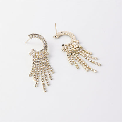 Crystal and Cubic Zirconia Tassel Drop Earrings, drop earrings for women, dainty minimalist design, lifestyle look