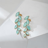 Green Crystal & 18K Gold-Plated Leaves Drop Earrings