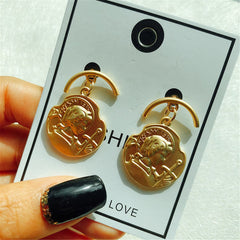 18k Rose Gold-Plated Curved Coin Drop Earrings - streetregion