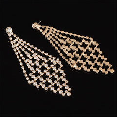 Cubic Zirconia & 18K Gold-Plated Open Rhombus Drop Earrings