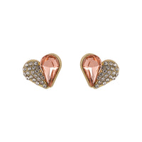 Cubic Zirconia & Crystal 18k Gold-Plated Heart Stud Earrings