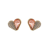 Cubic Zirconia & Crystal 18k Gold-Plated Heart Stud Earrings
