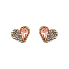 Cubic Zirconia & Crystal 18K Gold-Plated Heart Stud Earrings