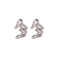 Cubic Zirconia & Silver-Plated Wave Clip-On Earrings