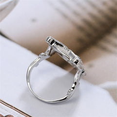 Cubic Zirconia & Silver-Plated Owl Ring