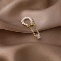 Pearl & Cubic Zirconia Cylinder Charm Clip-on Earring