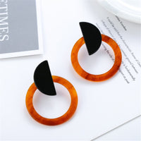 Black & Orange Ombré Circle Drop Earrings - streetregion