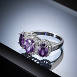 Purple Crystal & Cubic Zirconia Oval-Cut Ring