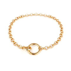 18K Gold-Plated Ring Chain Choker Necklace