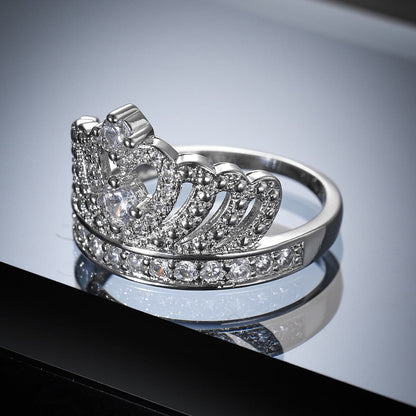 Cubic Zirconia and Silver-Plated Crown Band Ring, jewelry gift sets for women, elegant gift for her, styled look